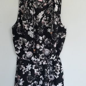 Black floral tank top romper